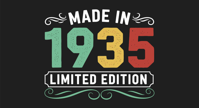 Retro "Made in 1935 Limited Edition" design celebrating a birth year milestone.