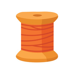 Flat vector illustration of an orange sewing thread spool for tailoring, crafting, and handmade design.