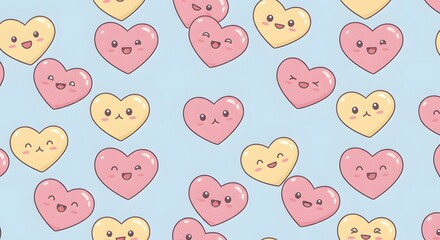 Obraz premium Cute cartoon hearts pattern