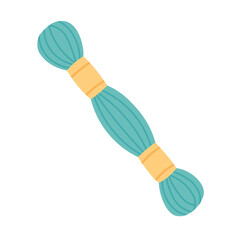 Flat vector illustration of green embroidery floss skein, perfect for sewing, crafting, and textile projects.