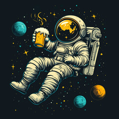 Astronaut holding a beer in space