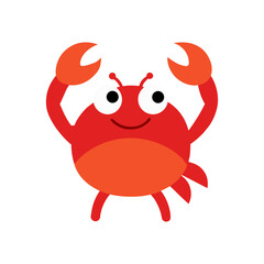 Playful Crab Waving Its Claws on the Beach Cartoon Vector Illustration
