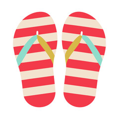 Flip Flop Pair with Stripes Cute Flat Design Vector Illustration