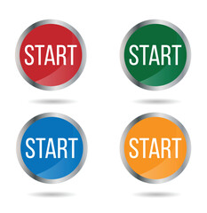 Metal Colorful Start Button Round Circle Different Colors. Graphic design elements and resources vector art