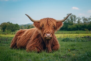 Resting Highland Cattle in the Meadow