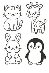 Fototapeta premium Cute Funny Cartoon Animal Heads Collection