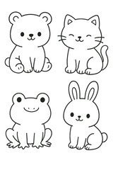 Fototapeta premium A fun vector set of funny cartoon animal characters and faces for a collection