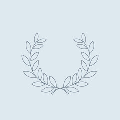 Elegant minimalist laurel wreath design with delicate line art on a soft pastel