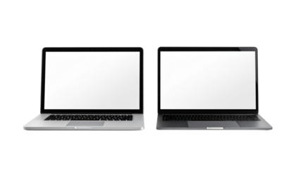 Laptop bundle, two variations isolated on transparent background