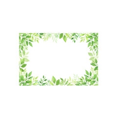 Notepaper with watercolor green leaves border