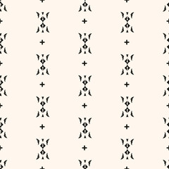 Simple minimalist geometric seamless pattern. Abstract monochrome minimal background with small floral shapes. Subtle repeat design for decor, print.