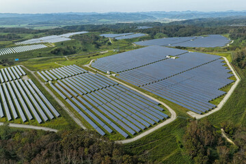 Aerial view of a large solar power plant in the Kushiro area, Hokkaido, Japan [EDITORIAL]