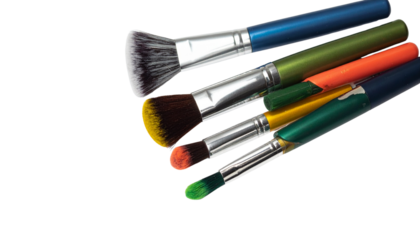  Cosmetic brush collection, dual styles isolated on transparent background