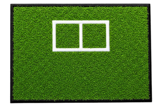 Training mat with artificial turf and white agility markers isolated on a transparent background