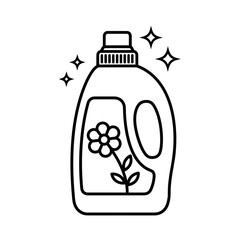 Laundry Detergent Bottle Icon – Cleaning Product Line Art with Floral Design