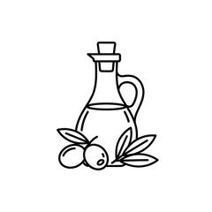 Olive Oil Bottle Icon – Natural Organic Cooking Ingredient Outline