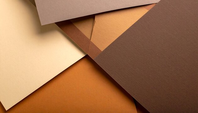 Abstract background with overlapping brown and beige paper sheets.
