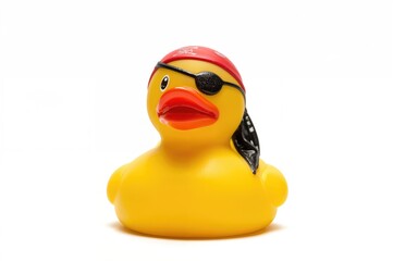 Pirate-themed rubber duck on a white background