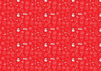 Seamless Christmas and Winter Holiday Line Icon Pattern Editable Vector Background.