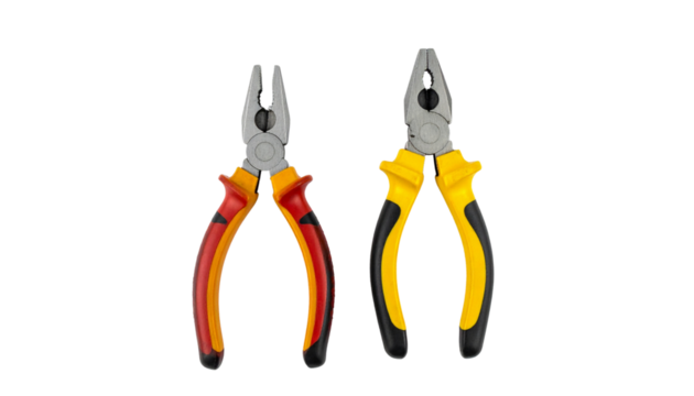 Hand tool collection, dual pliers isolated on transparent background