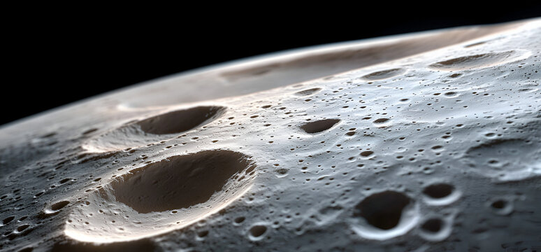 Detailed moon surface with craters in space landscape