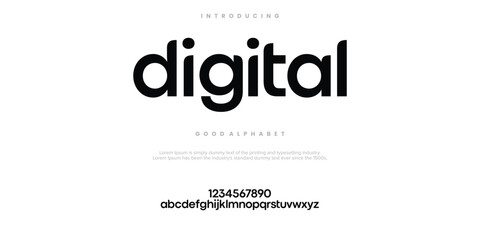 Digital Modern minimal abstract alphabet fonts. Typography technology, electronic, movie, digital, music, future, logo creative font. vector illustration