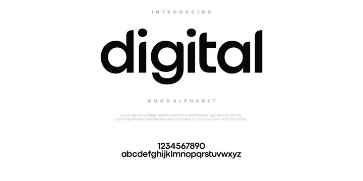 Digital Modern minimal abstract alphabet fonts. Typography technology, electronic, movie, digital, music, future, logo creative font. vector illustration