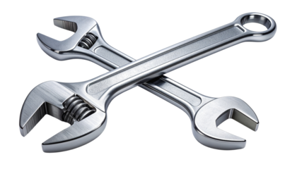 Wrench and spanner bundle, two variations isolated on transparent background