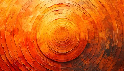 Abstract concentric circles in orange