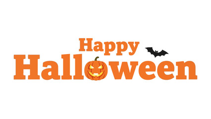Festive Halloween Greeting: A cheerful Happy Halloween message, complemented by a grinning pumpkin and a hovering bat, evoking the spirit of the spooky season.