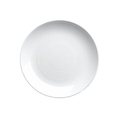 Round white dinner plate with subtle swirl design