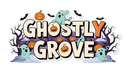 Halloween Spooktacular: Embrace the eerie charm of Halloween with playful ghosts, jack-o'-lanterns, and spooky bats. A whimsical depiction of a haunted grove invites you to celebrate the season. 