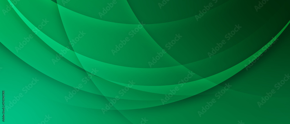 Wall mural green abstract background overlap layer on bright space with waves decoration