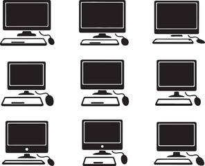 Computer Desktop Icon Set on Transparent Background