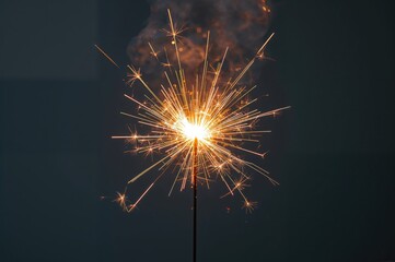 Obraz premium Sparkler candle emitting magical light for festive celebrations on a transparent backdrop.
