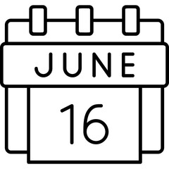 16th June Date Icon