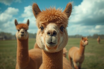 Female Alpacas With Orange Fur