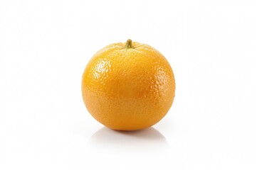 Single orange fruit against a plain white backdrop, highlighting health and nature concepts