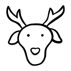reindeer handdrawn icon