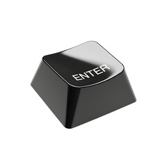 Glossy Black "ENTER" Keyboard Key - Isolated on a Clean Grey Background