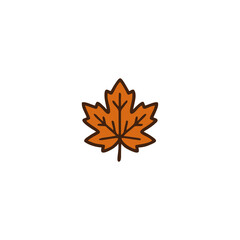 Maple Leaf Icon – Autumn Orange Leaf Flat Vector Illustration for Thanksgiving, Fall Season, and Harvest Celebration Design