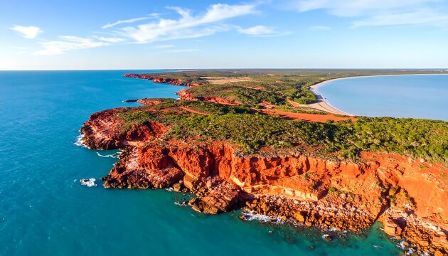 Coastal red cliffs, aerial view