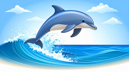 Obraz premium Dolphin Jumping Cartoon
