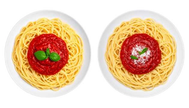 Delicious spaghetti pasta with rich sauce, isolated on transparent background - Powered by Adobe
