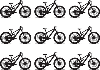 Silhouette of Mountain Bikes Transportation Sport Recreation Exercise Outdoors