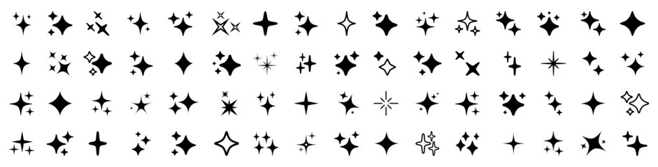 Stars set icons, different sparkle star shapes icon collection, shine stars sparkles signs, bling decoration