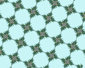 seamless pale mint cactus pattern, minimal botanical background design for soft and aesthetic projects