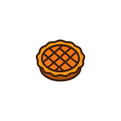 Pumpkin Pie Icon – Sweet Dessert Flat Vector Illustration for Thanksgiving Feast, Autumn Celebration, and Harvest Holiday Design