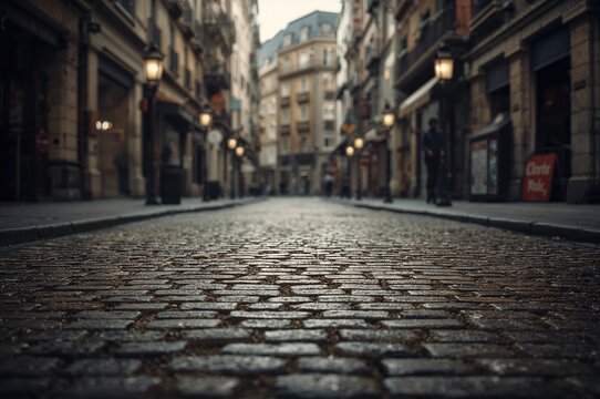 Rough Stone Street Surface in a City Landscape