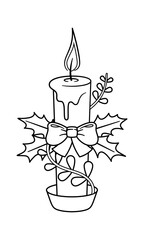 Christmas candle black-and-white holiday light